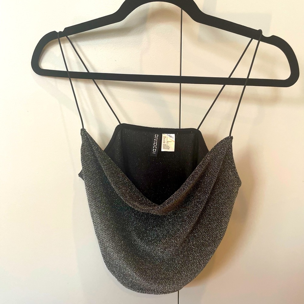 Divided cropped sparkly tank